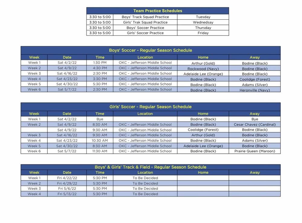 Soccer Schedule 21/22