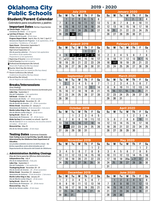 okcps calendar 2021 22 Calendars Student Calendars okcps calendar 2021 22